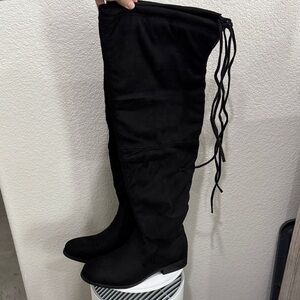 Black Over-the-Knee Wide Calf Women's Boots